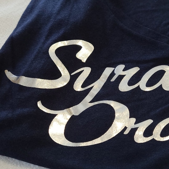 NEW Women's Syracuse Orange Tshirt short Slve Hi Low Navy Silver Blue 84 USA Med - Picture 6 of 8